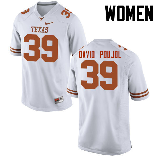 Women #39 Michael David Poujol Texas Longhorns College Football Jerseys-White
